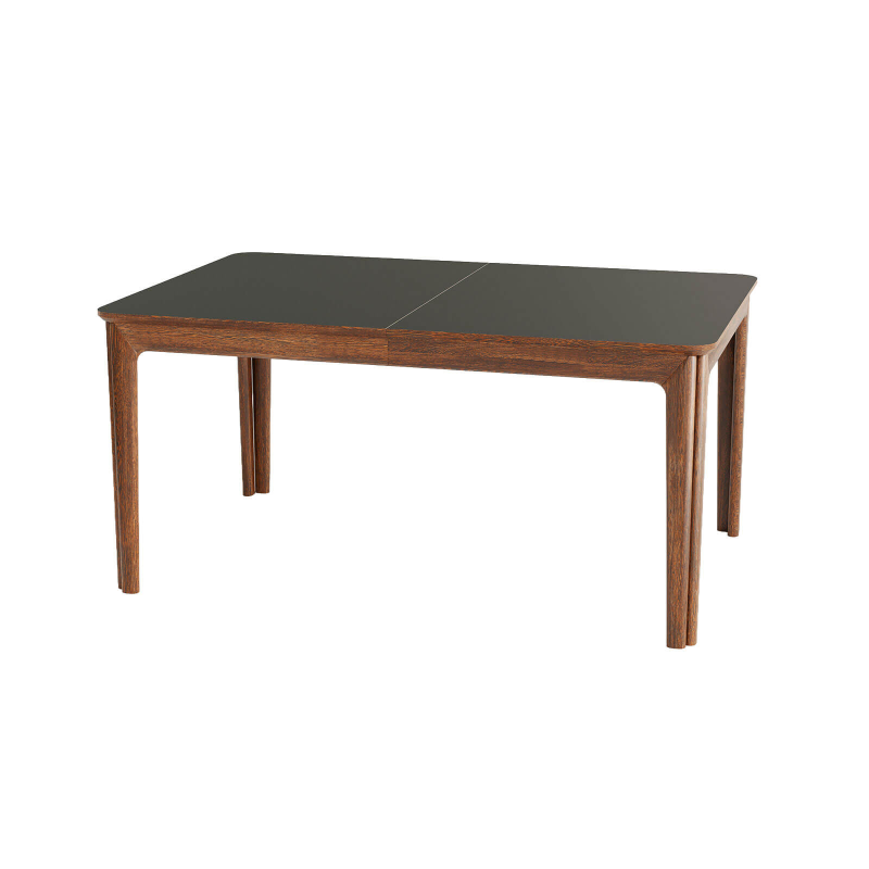 SM26/27 - Table danoise extensible en bois massif et en stratifié noir