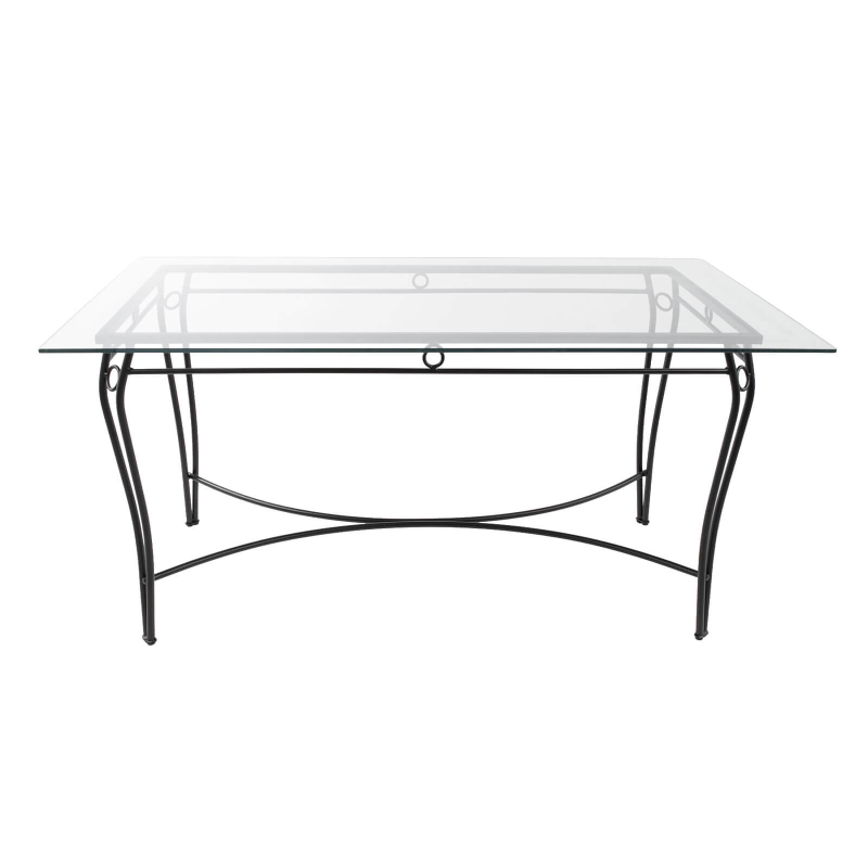 Pisa - Table d'extérieur provençale en verre trempé et acier