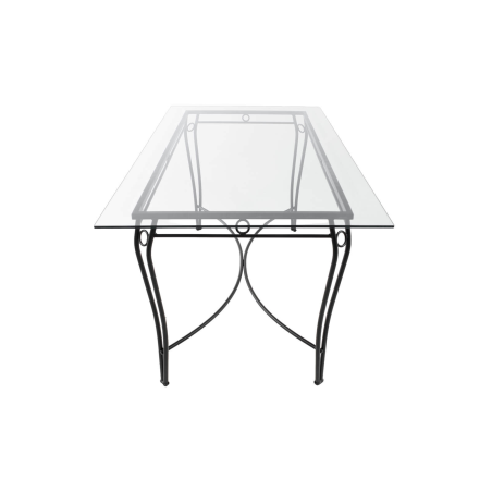 Pisa - Table d'extérieur provençale en verre trempé et acier