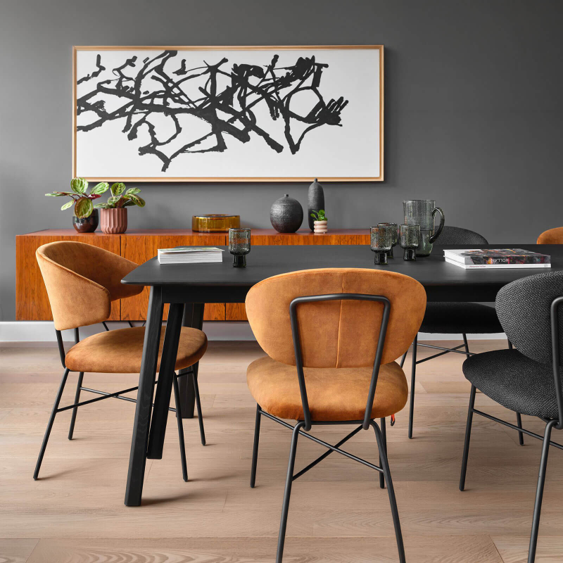 Rennes Mobitec® - Table moderne en bois massif pieds épingle