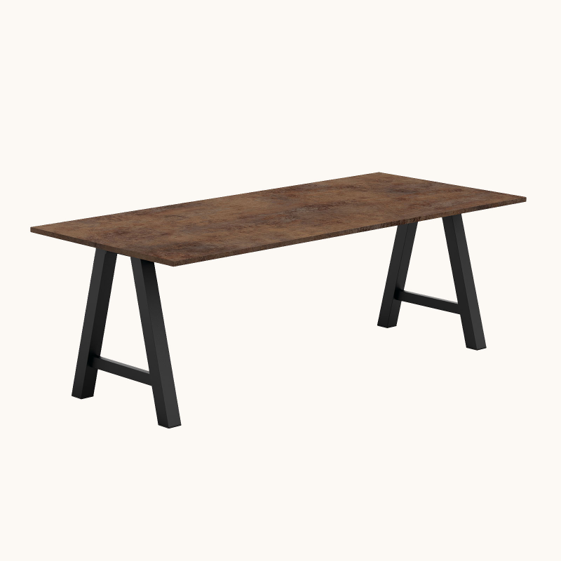 Alegro - Table belge rectangulaire en stratifié avec pieds en forme de tréteau