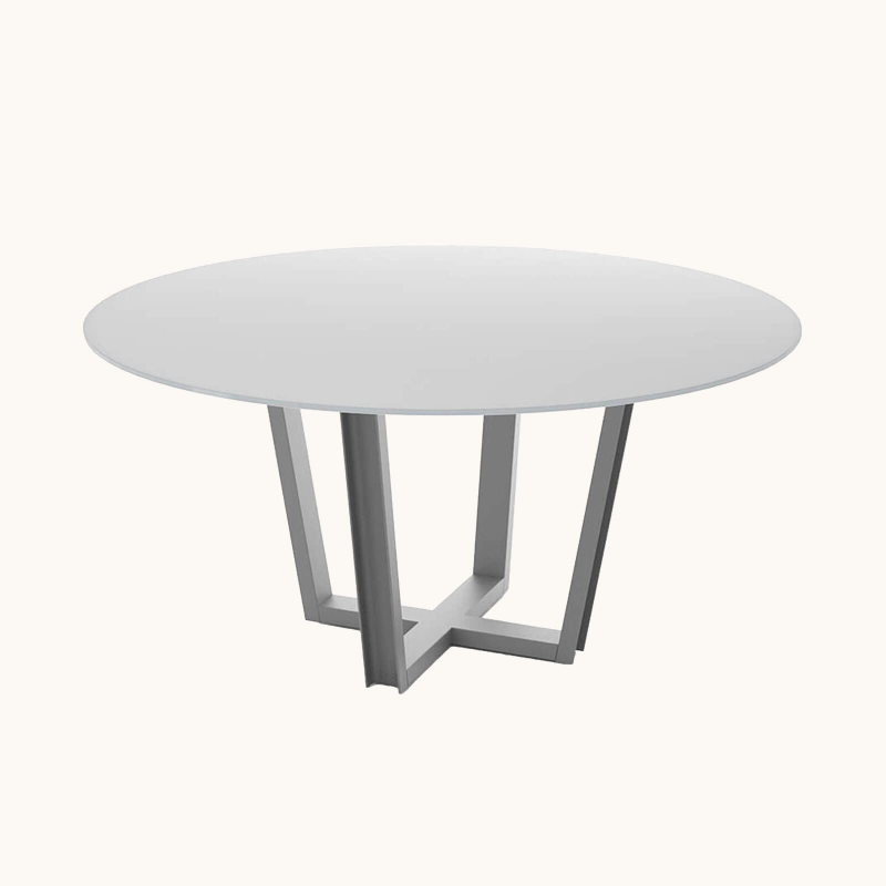 Viktor - Table ronde extensible avec plateau en verre et piétement design