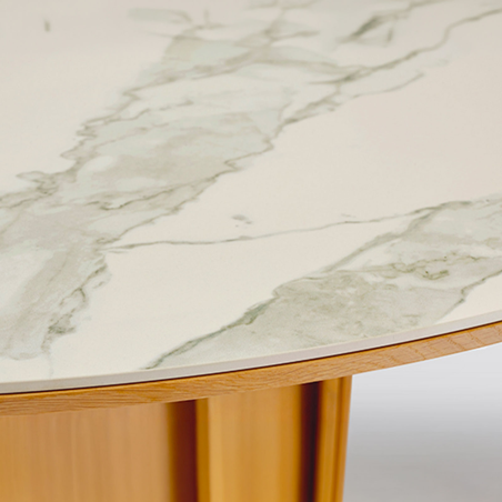 Volute - Table ronde en bois et céramique design