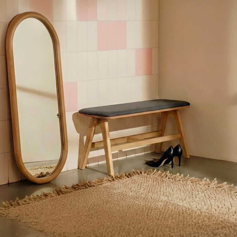 Chevron - Banc design en tissu et bois massif
