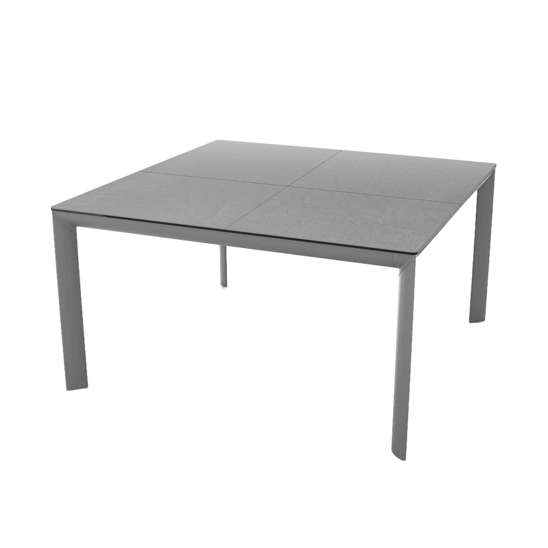 Cocoon - Table carrée extensible en céramique et pieds en métal