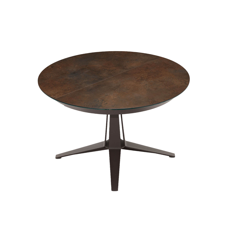 Link Midj® - Table design ronde extensible en céramique pied central en métal