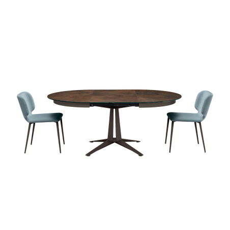 Link Midj® - Table design ronde extensible en céramique pied central en métal