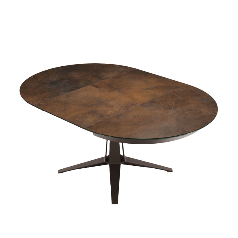 Link Midj® - Table design ronde extensible en céramique pied central en métal