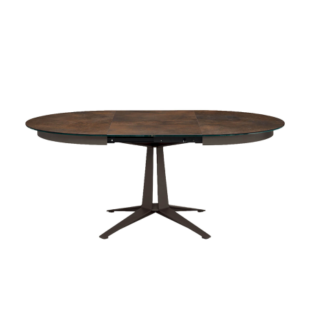 Link Midj® - Table design ronde extensible en céramique pied central en métal