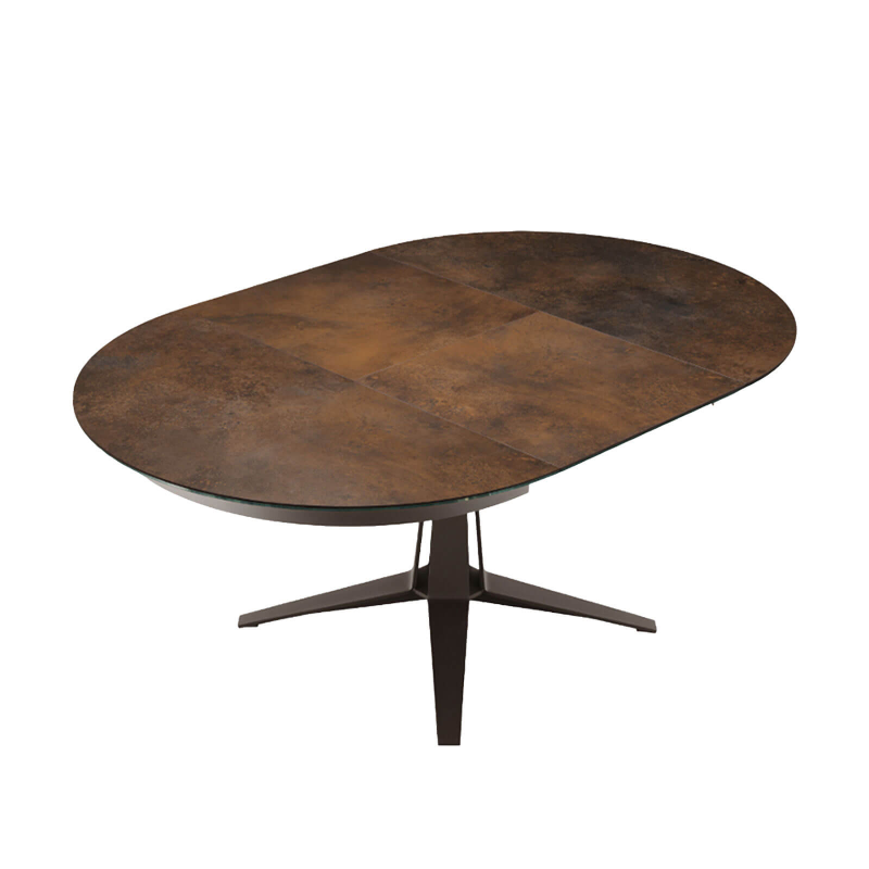 Link Midj® - Table design ronde extensible en céramique pied central en métal