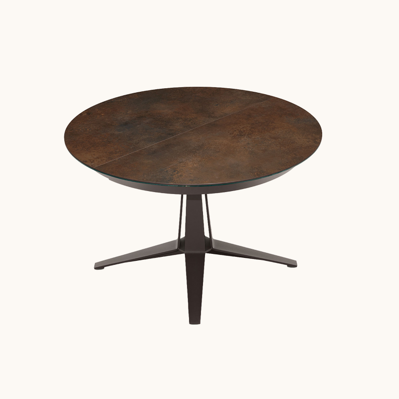 Link Midj® - Table design ronde extensible en céramique pied central en métal