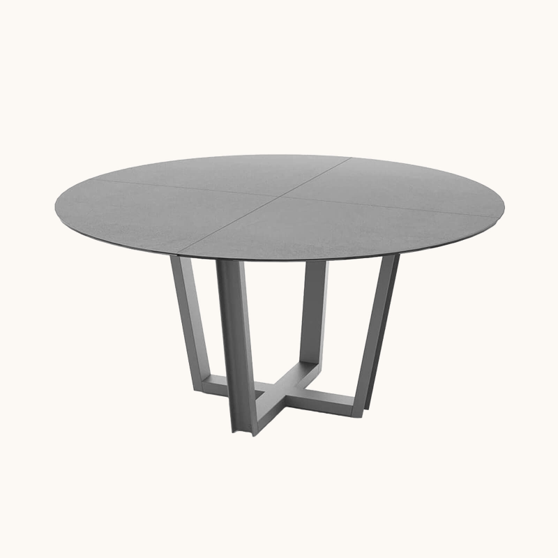 Viktor - Table design ronde en céramique avec pieds géométriques en métal