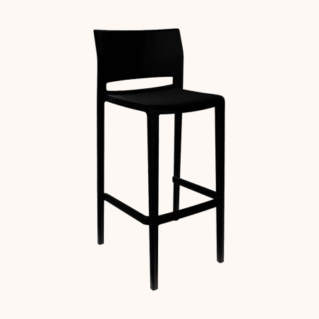 Tabouret empilable noir fond beige - Bakhita