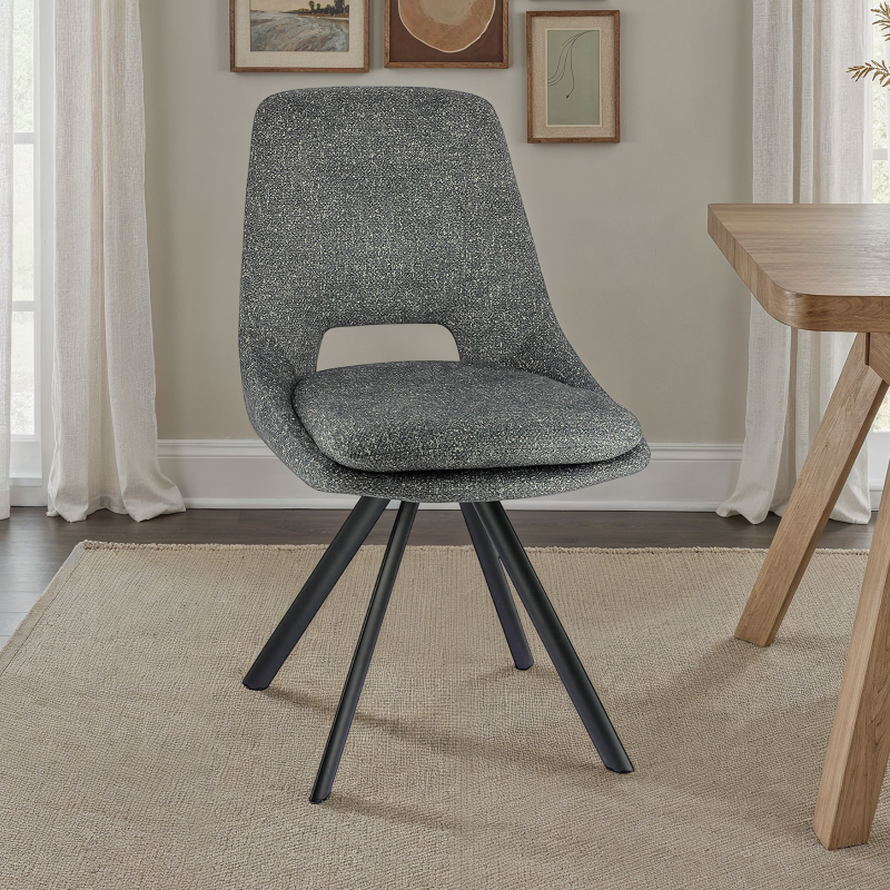 Alizée - Chaise moderne en tissu rembourrée pieds en métal