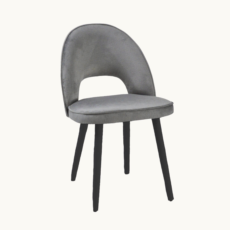 Bistrot - Chaise cosy avec dossier ajouré en tissu et pieds bois