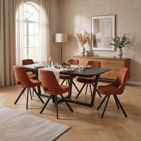 Alizée - Chaise moderne en tissu rembourrée pieds en métal