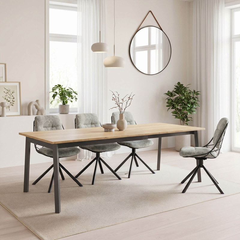 Victoria - Table avec allonge et pieds en métal
