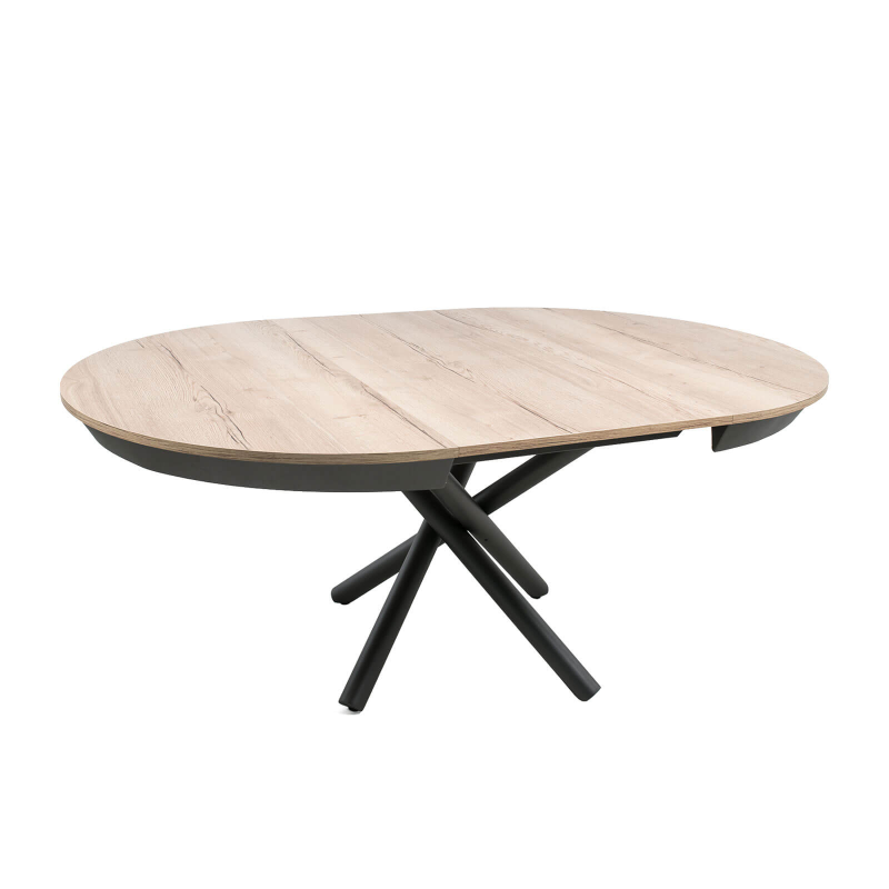 Fahrenheit - Table ronde extensible design en mélaminé et pied mikado