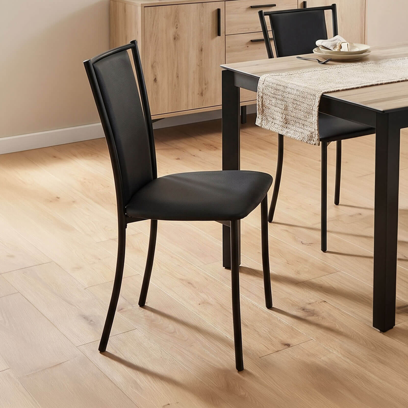 Reina - Chaise de cuisine contemporaine en métal et simili
