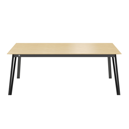 Brest Mobitec® - Table en bois massif extensible avec pieds en métal forme épingle