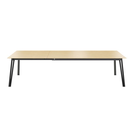 Brest Mobitec® - Table en bois massif extensible avec pieds en métal forme épingle