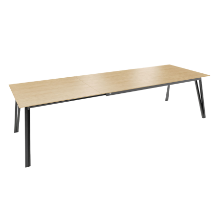 Brest Mobitec® - Table en bois massif extensible avec pieds en métal forme épingle