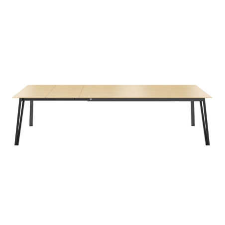 Brest Mobitec® - Table en bois massif extensible avec pieds en métal forme épingle