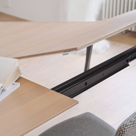 Brest Mobitec® - Table en bois massif extensible avec pieds en métal forme épingle