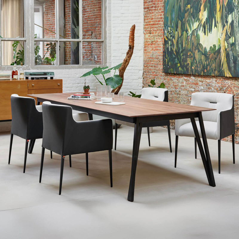 Brest Mobitec® - Table en bois massif avec pieds en métal forme épingle