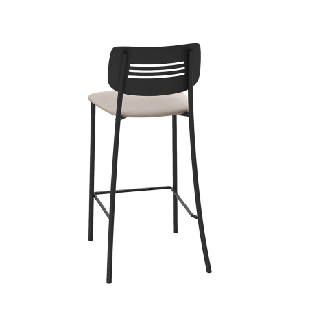 Miro - Tabouret snack de cuisine en simili rembourré avec dossier strié en métal