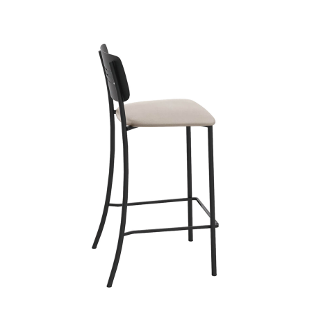Miro - Tabouret snack de cuisine en simili rembourré avec dossier strié en métal