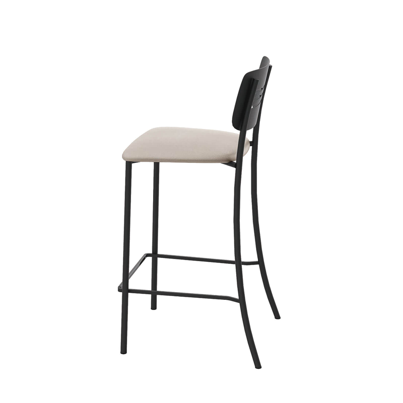 Miro - Tabouret snack de cuisine en simili rembourré avec dossier strié en métal