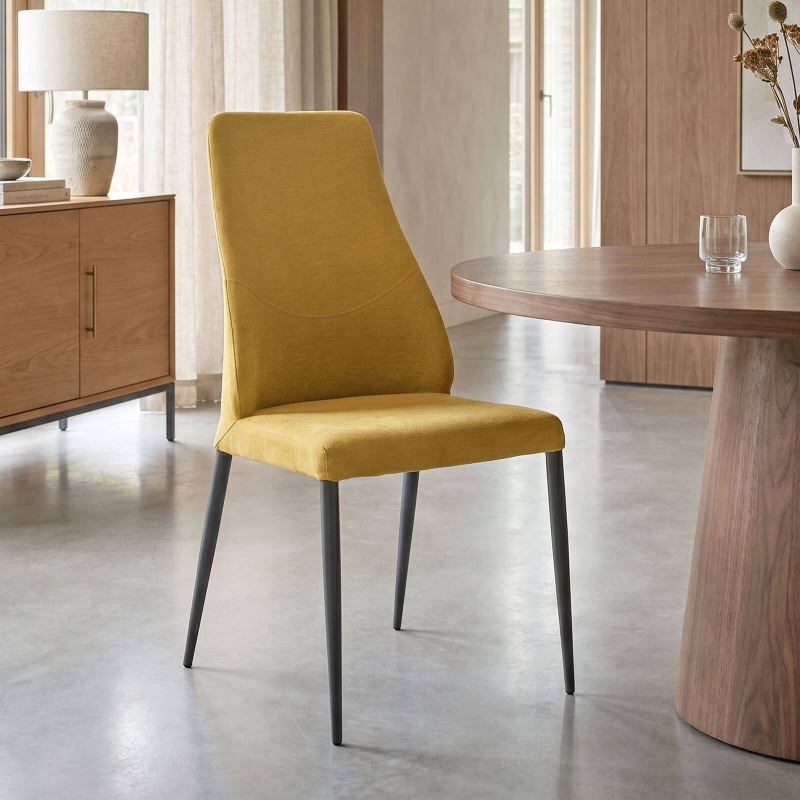 Mathilde - Chaise de salle à manger italienne moderne en tissu et métal