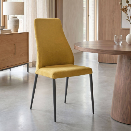 Mathilde - Chaise de salle à manger italienne moderne en tissu et métal