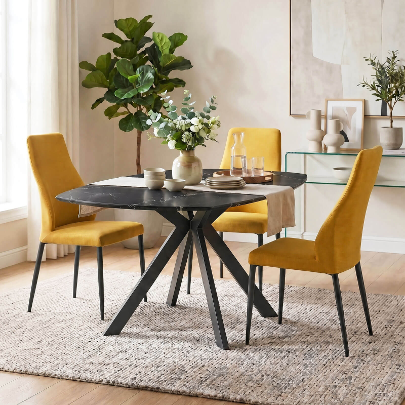 Mathilde - Chaise de salle à manger italienne moderne en tissu et métal