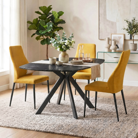 Mathilde - Chaise de salle à manger italienne moderne en tissu et métal