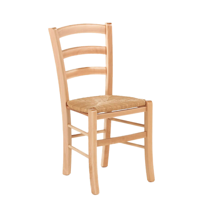 Brocéliande - Chaise de cuisine rustique en bois massif et paille