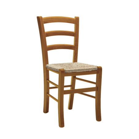 Brocéliande - Chaise de cuisine rustique en bois massif et paille