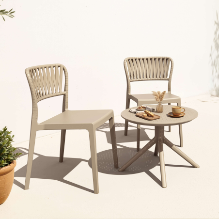 Portofino - Chaise de jardin empilable imitation corde tressée