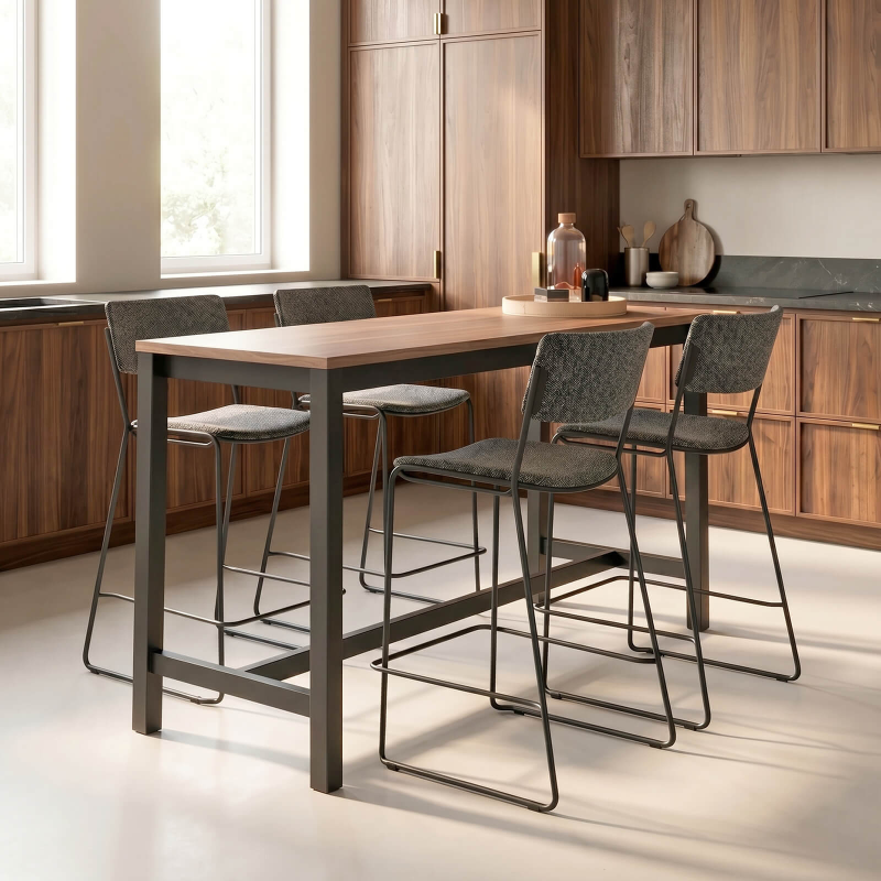 Vienna Bar 90 - Table haute de cuisine hauteur 90 cm en stratifié et métal