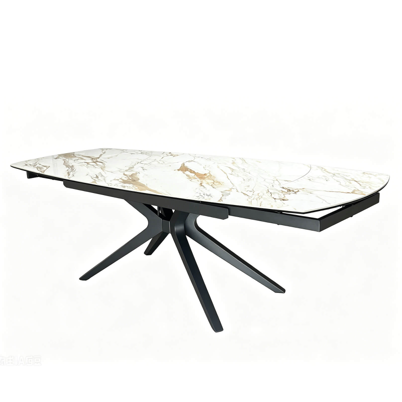 Angèle - Table moderne extensible en céramique pieds métal