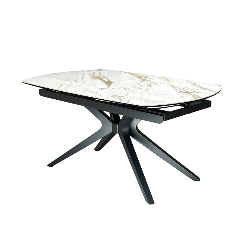 Angèle - Table moderne extensible en céramique pieds métal