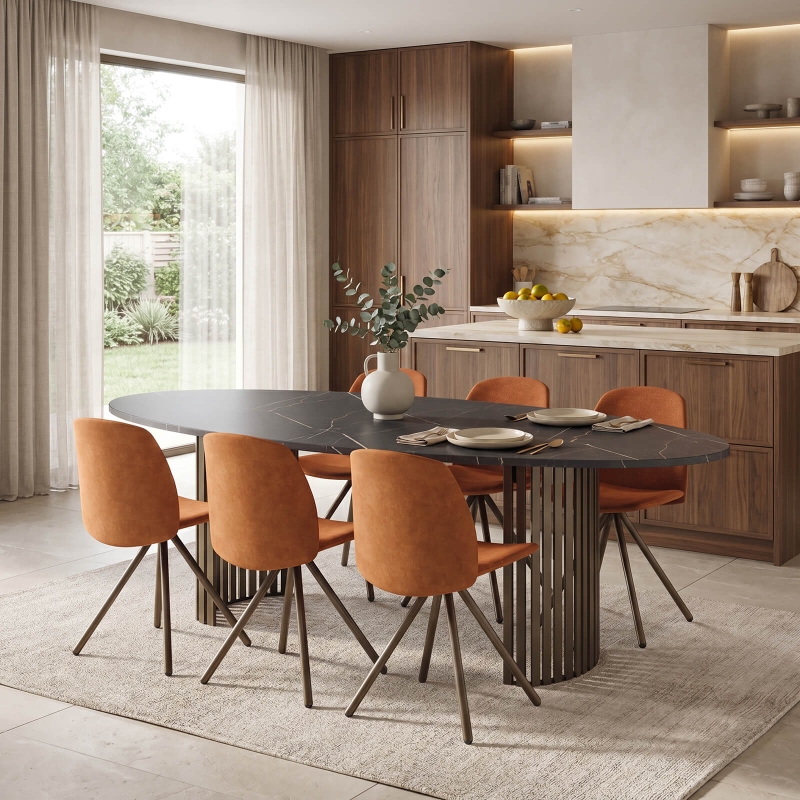 Canvas - Grande table design ovale avec pieds ajourés