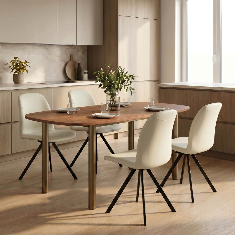 Lustra - Table de cuisine en stratifié avec allonge