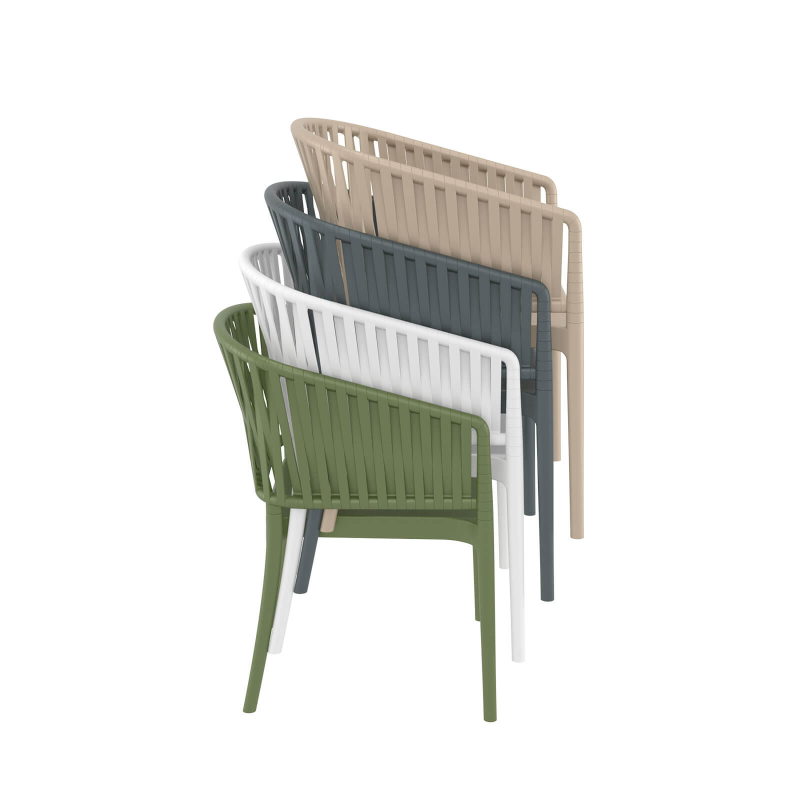 Portofino - Fauteuil de jardin empilable imitation corde tressée