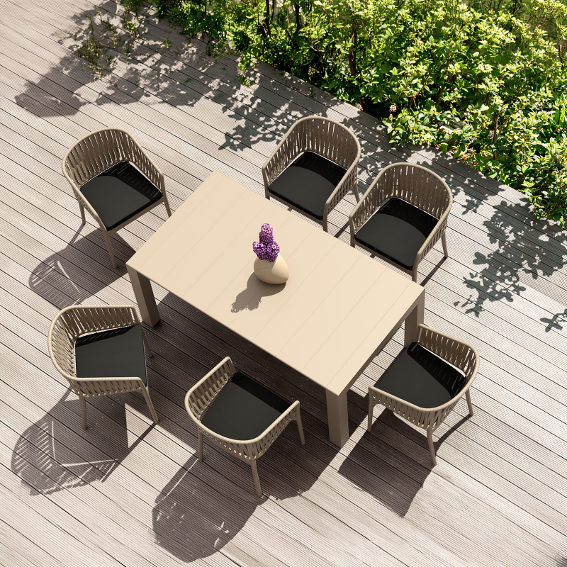 Portofino - Fauteuil de jardin empilable imitation corde tressée