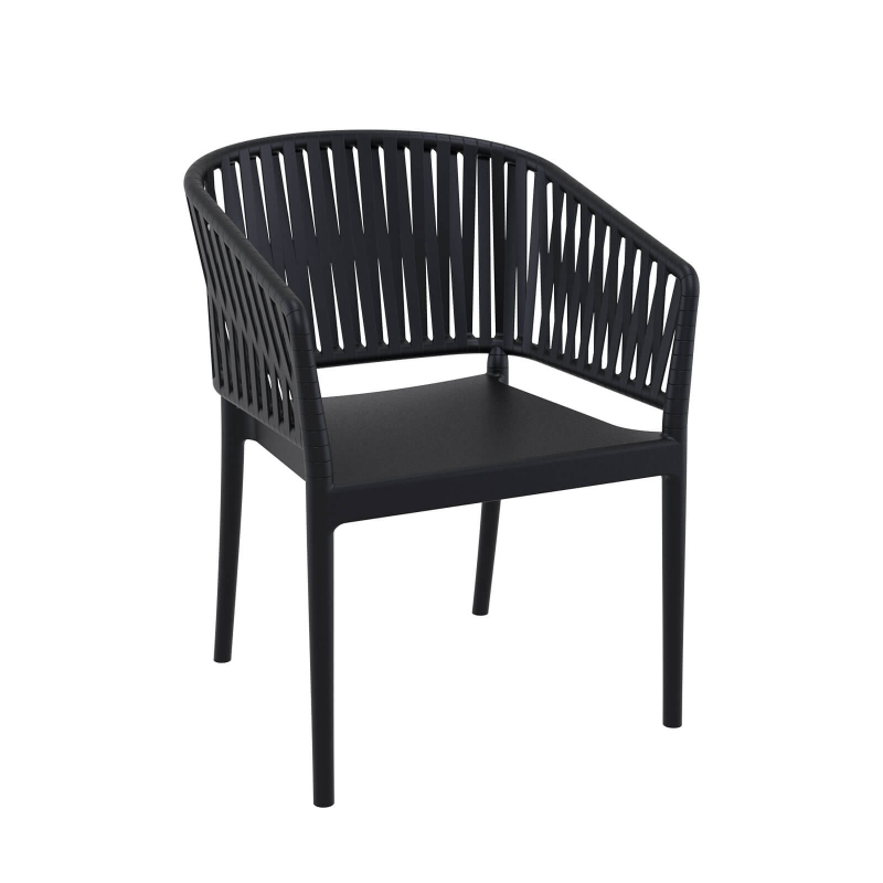 Portofino - Fauteuil en polypropylène empilable imitation corde tressée