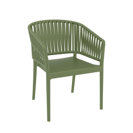 Portofino - Fauteuil en polypropylène empilable imitation corde tressée