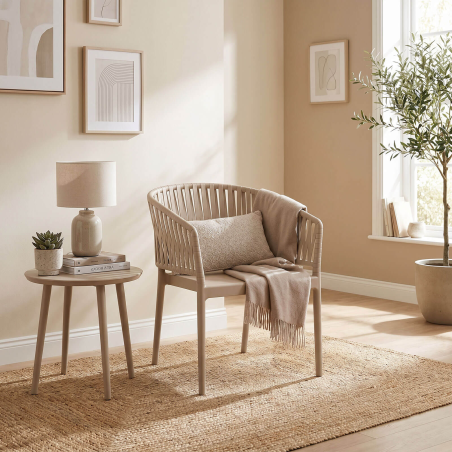 Portofino - Fauteuil en polypropylène empilable imitation corde tressée