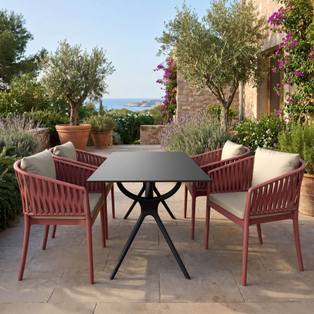 Portofino - Fauteuil de jardin empilable imitation corde tressée